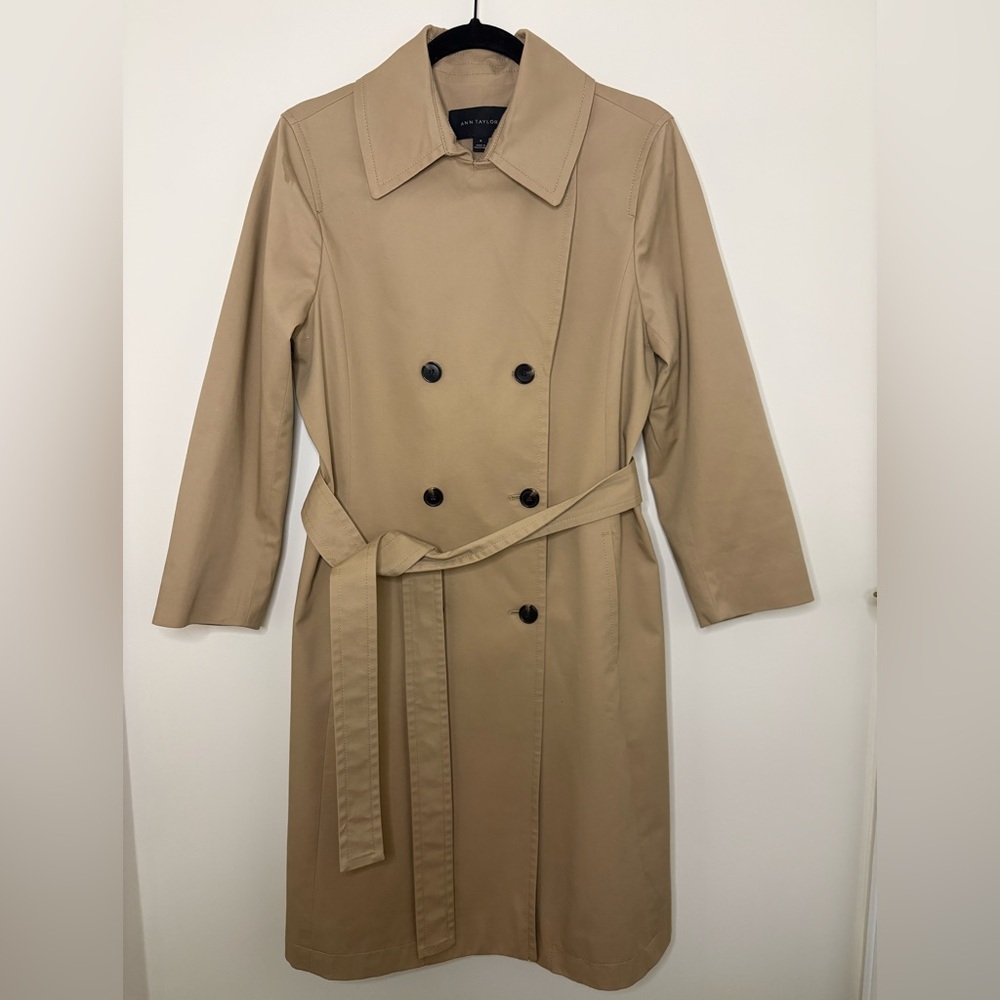 Ann Taylor Trench Coat Beige Cotton Size M
